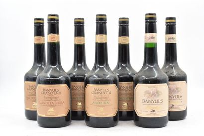 Assortiment de 7 bouteilles de vins de Banyuls : BANYULS (Blanc) - Grand Cru - Demi...