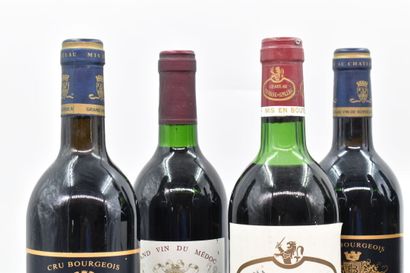 Assortiment de 7 bouteilles de vins du Médoc : LISTRAC - Cru Bourgeois - Château...