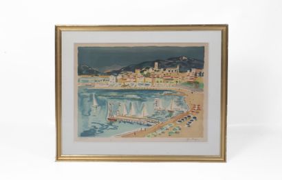  Yves BRAYER (1907-1990)
Marine, lithograph in color. Signed and numbered 24/25 in... Gazette Drouot