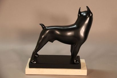 null POMPON François (1855-1933) d'après, Sculpture en bronze Toy Boston terrier...