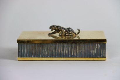 Cigarette box in gilded stainless steel with...
