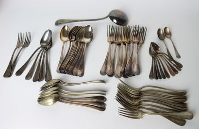 A set of silver plated cutlery including...