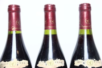 null 3 bouteilles de VOLNAY 1ER CRU CHAMPANS rouge 1996, ALBERT BICHOT. Étiquettes...