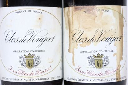 null 2 bottles of CLOS DE VOUGEOT red 1984, JEAN-CLAUDE BOISSET. One stained lab...