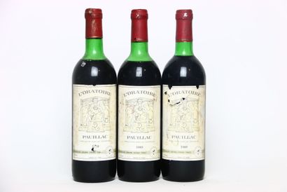 3 bottles of red PAUILLAC 1989, L'ORATOIRE....