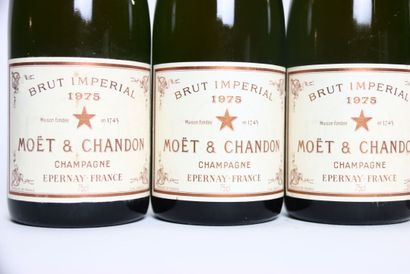 null 6 bouteilles de CHAMPAGNE BRUT blanc 1975, MOËT & CHANDON. Très bon état de...