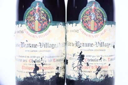 null 2 bouteilles de CÔTE DE BEAUNE-VILLAGES rouge 1987 PHILIPPE D'ARGENVAL. Étiquettes...