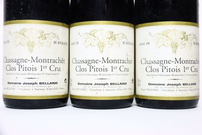 null 3 bouteilles de CHASSAGNE-MONTRACHET CLOS PITOI 1er CRU blanc 2000, DOMAINE...