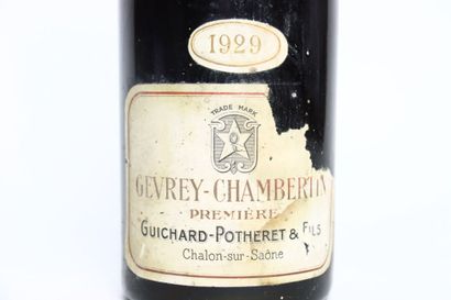 null 1 bottle of red GEVREY-CHAMBERTIN 1929, GUICHARD-POTHERET. Label partially torn....