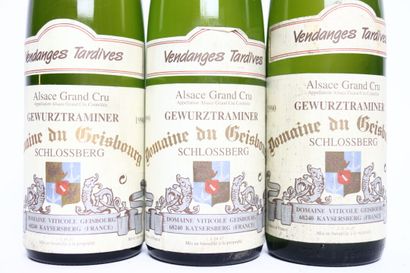 null 3 bottles of white GEWURZTRAMINER VT 1990, DOMAINE DU GEISBOURG. Capsules slightly...