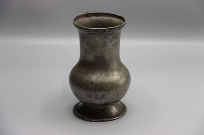 null TROYES (or region of) - Baluster water pot on plain flared pedestal. Stamped...