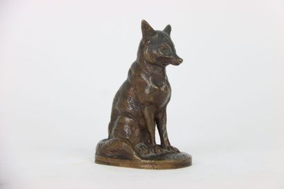 null CHEMIN Victor (1825-1901). Statuette of a dog, bronze with patina signed on...