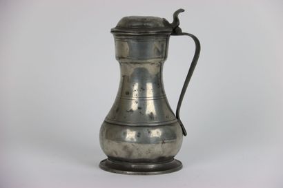null ENGLAND - Baluster pitcher on molded foot, straight "S" shaped poucier. hallmarked...