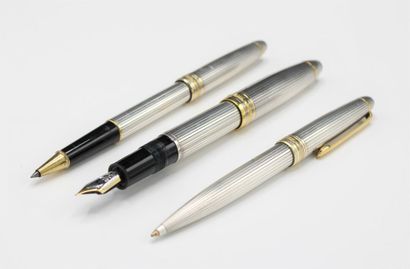 null MONTBLANC
Ensemble de trois stylos en argent (925/1000) comprenant un stylo-plume,...