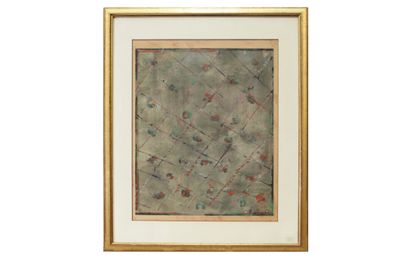  CHRISTIAN BÉRARD (1902-1949)
Maquette de tapis, vers 1940
Gouache sur papier.
Signé... Gazette Drouot