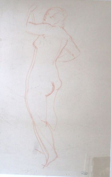  ANDRÉ DERAIN (1880-1954)
Esquisse de femme nue vue de trois-quart
Sanguine sur papier... Gazette Drouot