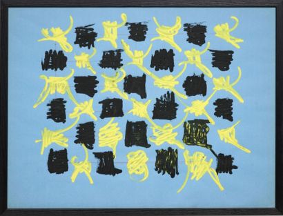  GEORGES MATHIEU (1921-2012)
Composition - projet de tissu, ca 1955
Gouache sur papier... Gazette Drouot