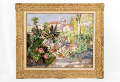  VICTOR CHARRETON (1864-1936)
Jardin en été
Huile sur toile signée en bas à droite
Dimensions... Gazette Drouot