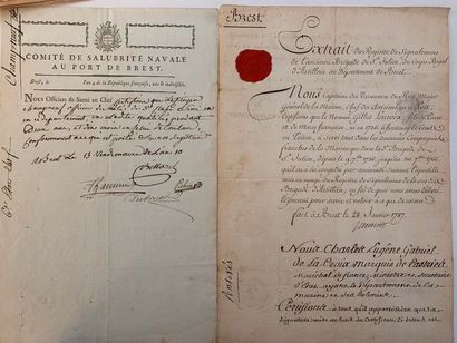 [BREST - MARINE] Ensemble de documents manuscrits maritimes relatifs au Port de Brest:
-...