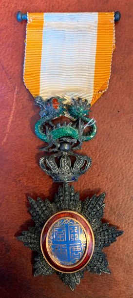 null Ordre du dragon d'Annam, institué en 1886. 
Etoile de Chevalier en or gris (750...