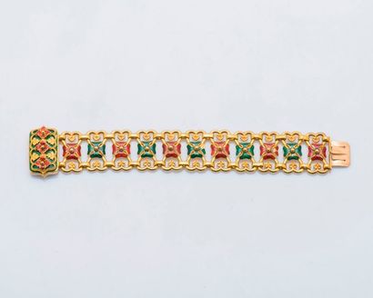 null Bracelet ruban articulé en or jaune 18 carats (750 millièmes) les maillons ajourés...