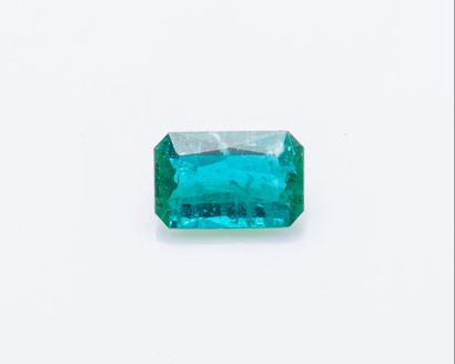 null Apatite verte de taille rectangulaire à pans coupés pesant 8,9 carats.