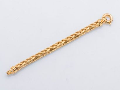 null 18 karat (750 thousandths) yellow gold gourmet bracelet with a palm-tree link...
