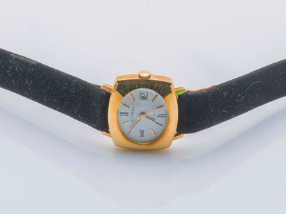 null Ladies' watch, the rectangular-shaped case in 18-carat (750 thousandths) yellow...