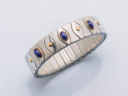Manuel ZED Bracelet ruban élastique en acier et or jaune 18 carats (750 millièmes)...