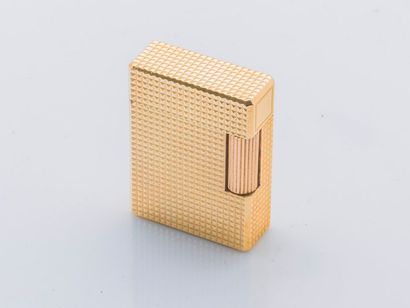 DUPONT Rectangular shaped lighter made of yellow gold plated metal with diamond tip...