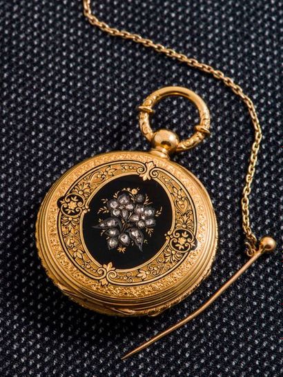 null Montre de poche en or jaune 18 carats (750 millièmes), fin du XIXème siècle....