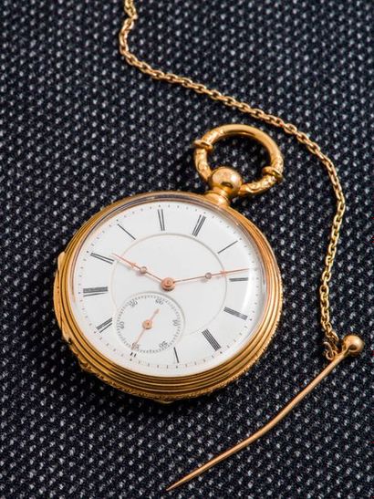 null Pocket watch in 18-carat yellow gold (750 thousandths), late 19th century. The...