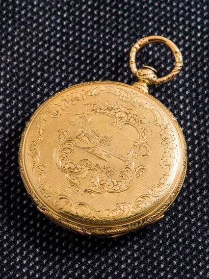 null Montre de poche en or jaune 18 carats (750 millièmes), fin du XIXème siècle....