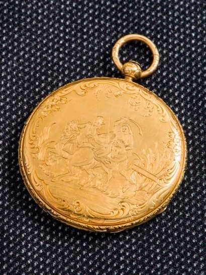null Soap pocket watch in 18-carat yellow gold (750 thousandths). The chiselled hood...