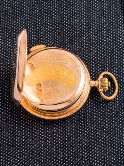 null Montre de poche savonnette à sonnerie en or jaune 14 carats (585 millièmes)...