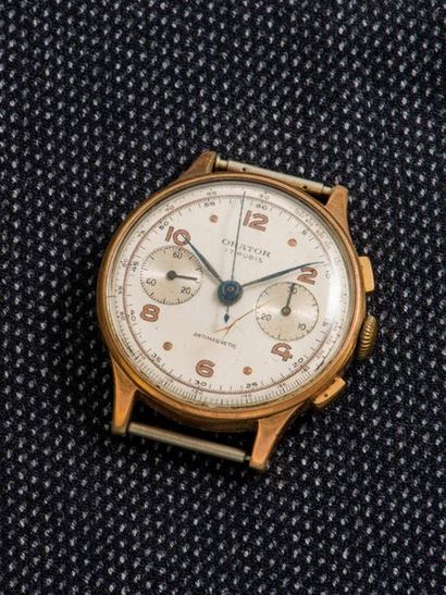 ORATOR Boitier de montre bracelet chronographe en métal doré, le cadran crème à chiffres...