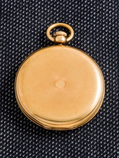 null Pocket watch in 18-carat (750 thousandths) yellow gold with a guilloché back....