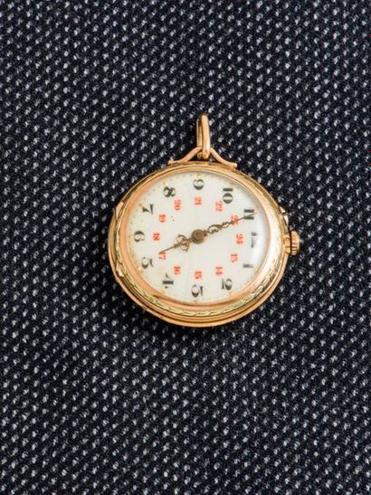 null Neck watch in 18-carat (750 thousandths) yellow and pink gold, late 19th century....