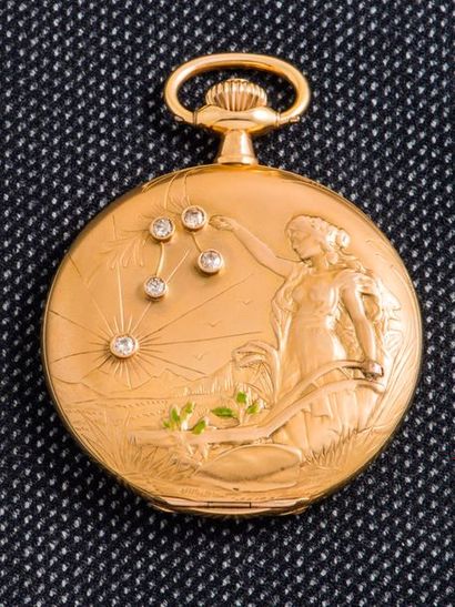 ZENITH Soap pocket watch in 18-carat yellow gold (750 thousandths). The hood adorned...