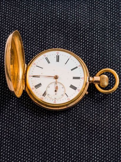 Charles OUDIN Soap pocket watch in 18-carat yellow gold (750 thousandths). The case...