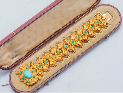 null Bracelet ruban souple en or jaune 14 carats (585 millièmes) à motifs de double...