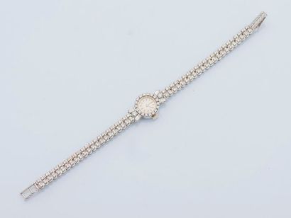 null Montre bracelet de dame en or gris 18 carats (750 millièmes) et platine (950...