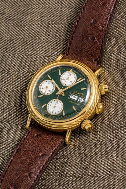 JAGUAR (Chronographe pilote vert – Limited Edition en or jaune réf. J754), vers 1990

Très...