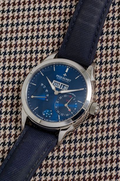 PEQUIGNET (PARIS ROYALE / BLEU – GMT RÉF. 9010973COB), vers 2018

Montre grande ouverture...