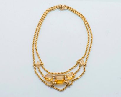 null Choker drapery necklace in 18 carat yellow gold (750 thousandths) with double...