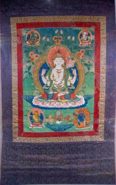 null Tanka Tibétain, XIXème siècle 

Tanka Tara blanche assise en dhyanasana sur...