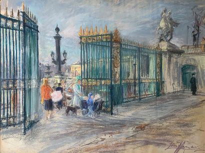 null Léon HEYMANN,

Entrée des Tuileries

Pastel signé en bas à droite

56 x 71,5...