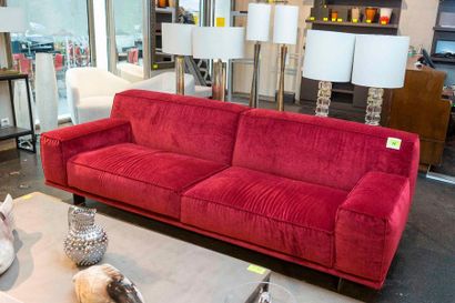 null Sofa YOUNG 3-seater red velvet upholstery black metal base (3990 € shop)

W252...