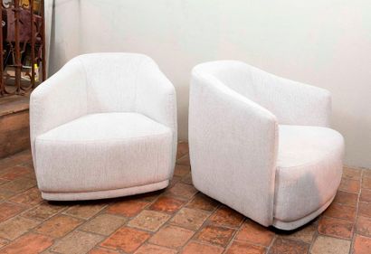 null Paire de fauteuil LENOX pivotant en velours ivoire (3060€ boutique)

73x71x75...