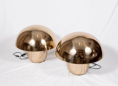 null Paire de lampes champignon en métal doré (550€ boutique)

H: 45 cm